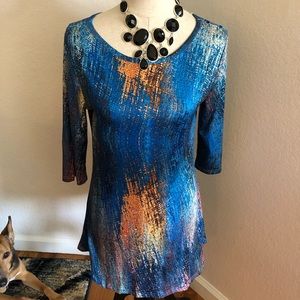 NWT Woman’s Teal & Rust Multi-colored Tunic